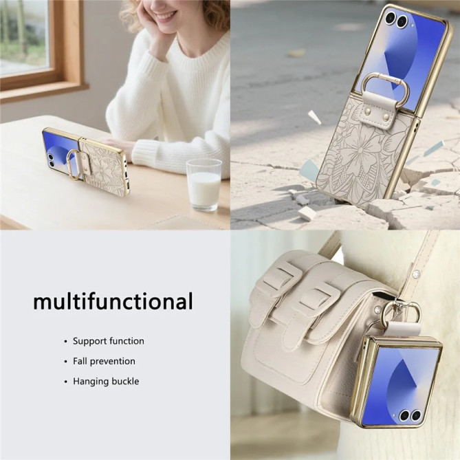 Coque Samsung Galaxy Z Flip 8 Fleur Relief avec Anneau