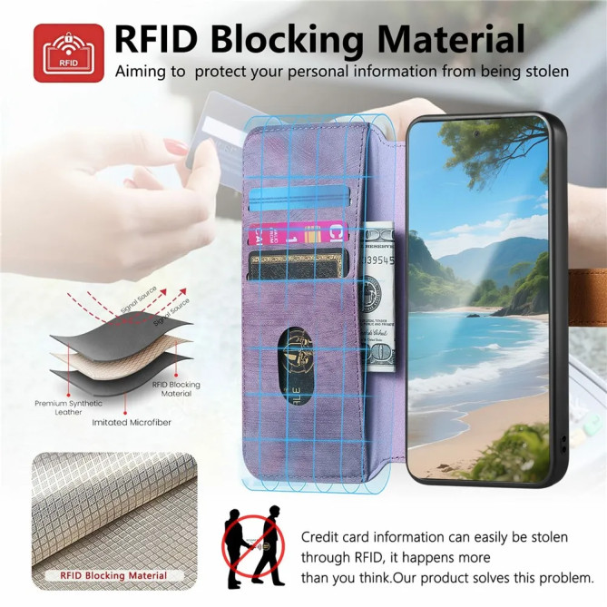 Housse Xiaomi 17T Vintage Wallet RFID avec Verre Trempé