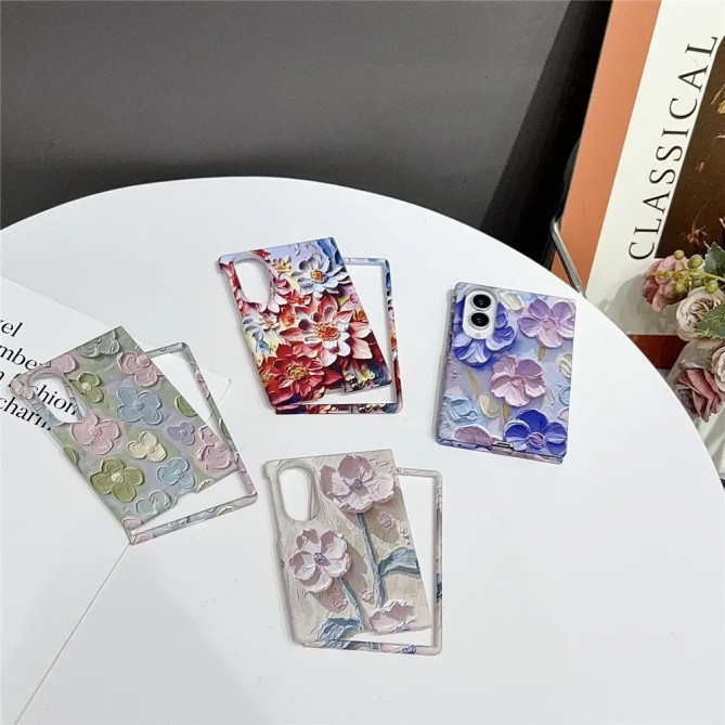 Coque Z Fold 8 Fleurs Romantiques Relief 3D