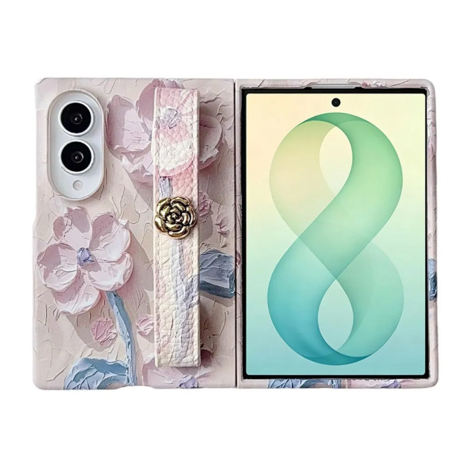 Coque Samsung Galaxy Z Fold 8 Fleurs Aquarelle avec Mini Anse