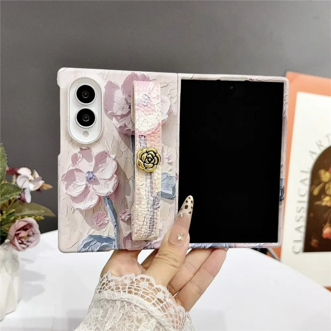 Coque Samsung Galaxy Z Fold 8 Fleurs Aquarelle avec Mini Anse