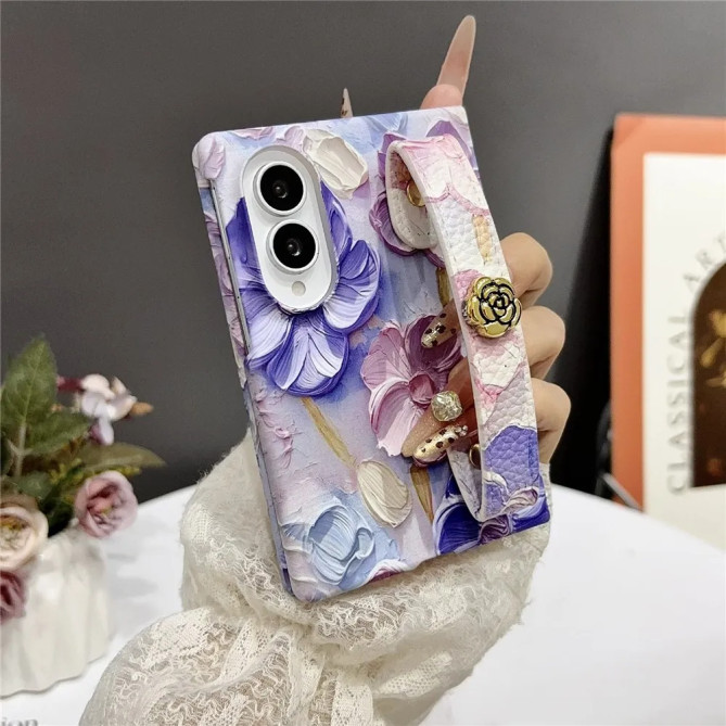 Coque Samsung Galaxy Z Fold 8 Fleurs Aquarelle avec Mini Anse