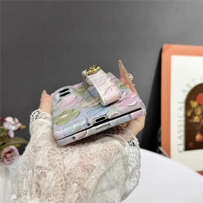 Coque Samsung Galaxy Z Fold 8 Fleurs Aquarelle avec Mini Anse