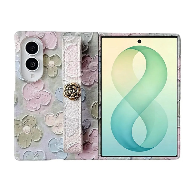Coque Samsung Galaxy Z Fold 8 Pétales Pastel avec Mini Anse