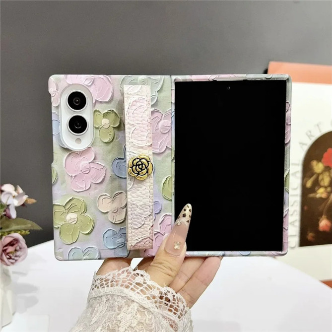 Coque Samsung Galaxy Z Fold 8 Pétales Pastel avec Mini Anse