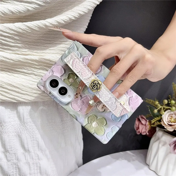 Coque Samsung Galaxy Z Fold 8 Pétales Pastel avec Mini Anse