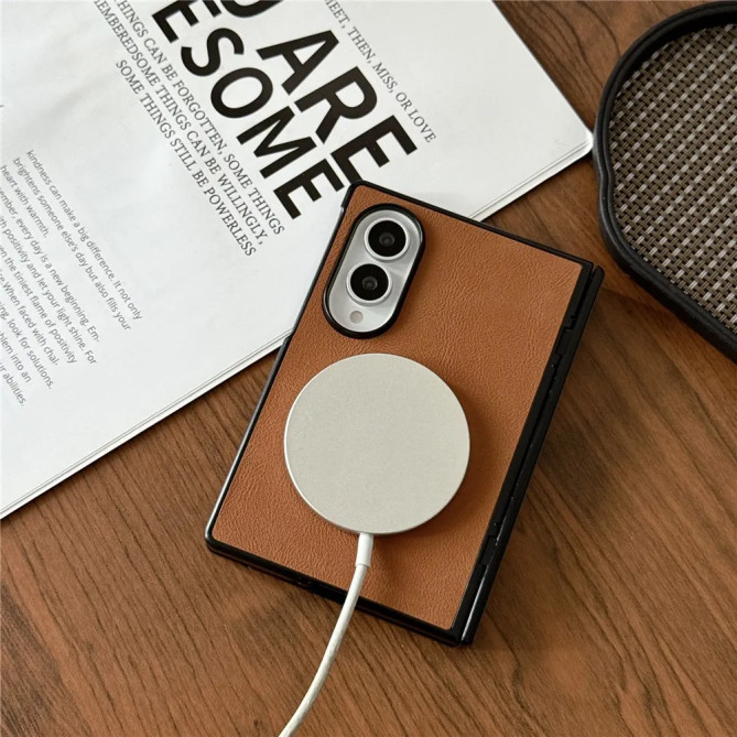 Coque Folio Effet Cuir Z Fold 8 + Écran Protégé