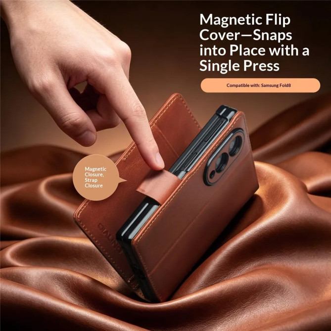 Housse Samsung Galaxy Z Fold 8 Cuir Huilé Porte-Cartes et Support