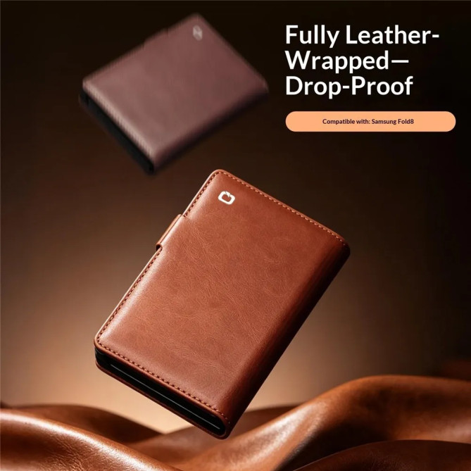 Housse Samsung Galaxy Z Fold 8 Cuir Huilé Porte-Cartes et Support