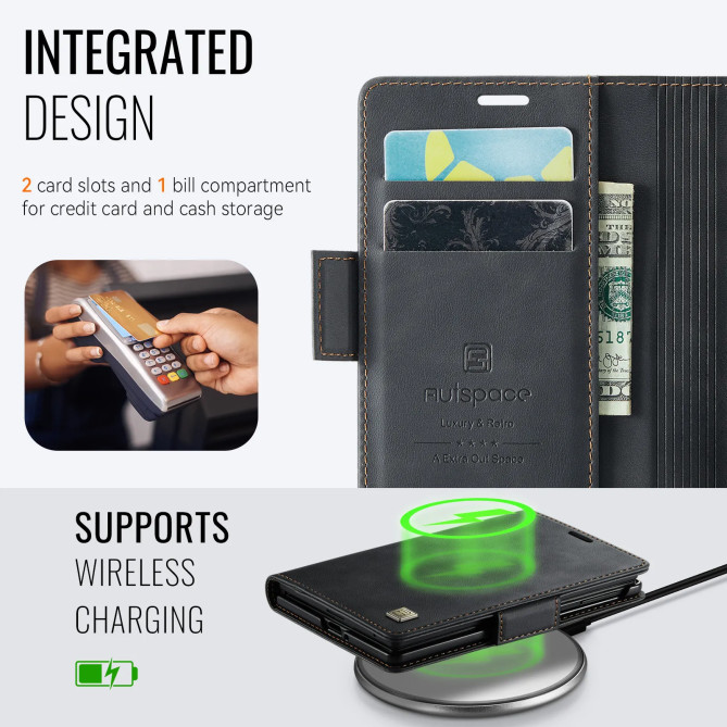 Housse Samsung Galaxy Z Fold 8 Effet Cuir Mat RFID avec Support