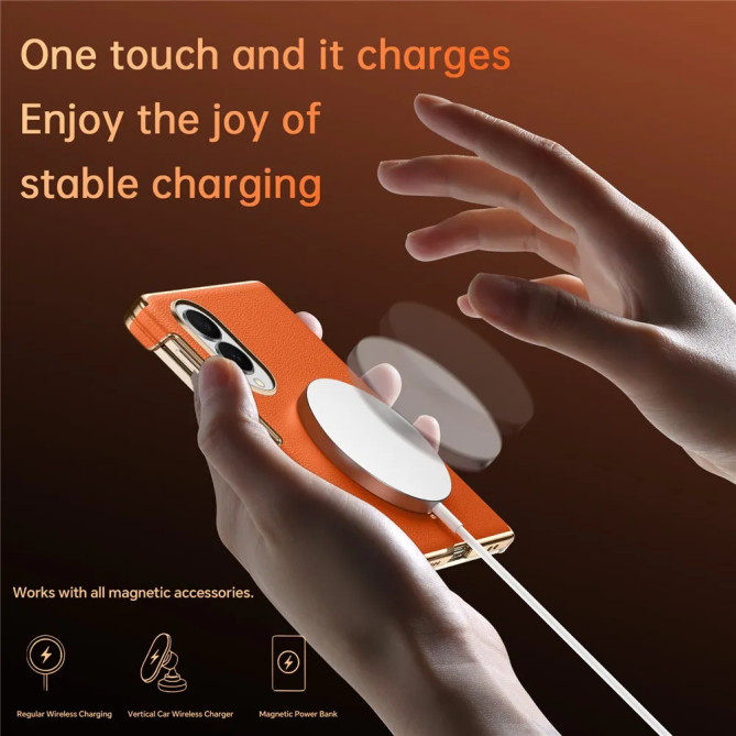 Coque Samsung Galaxy Z Fold 8 Cuir Véritable Magnétique Double Axe