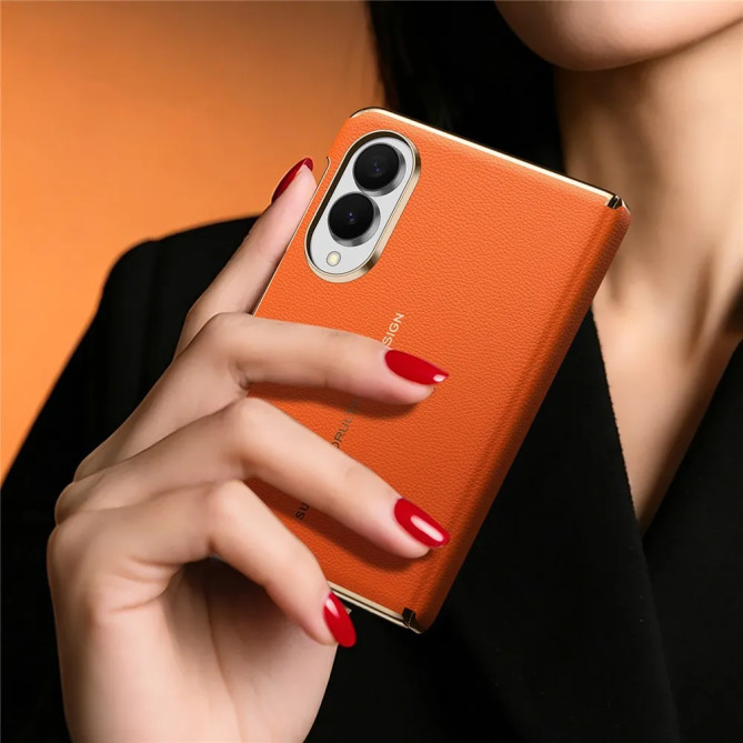 Coque Samsung Galaxy Z Fold 8 Cuir Véritable Magnétique Double Axe