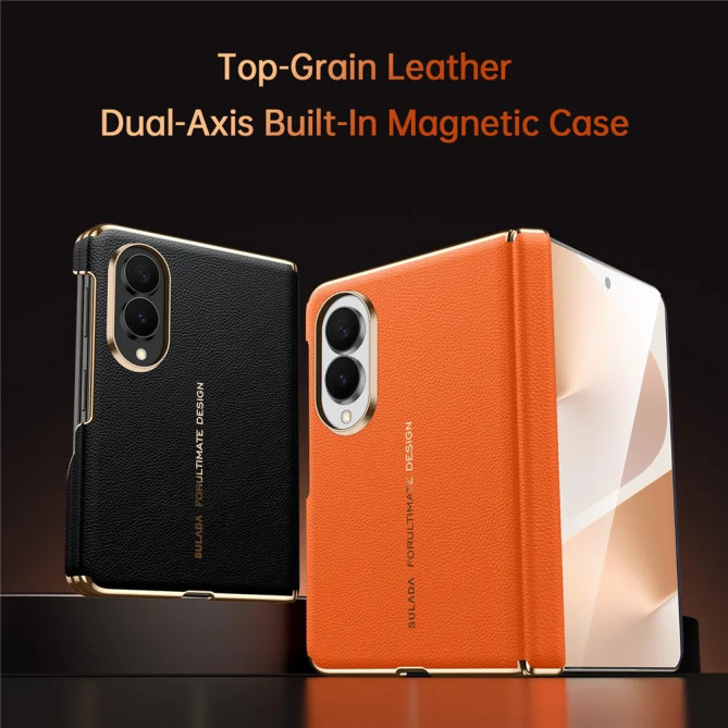 Coque Samsung Galaxy Z Fold 8 Cuir Véritable Magnétique Double Axe