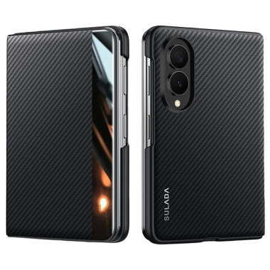 Housse Samsung Galaxy Z Fold 8 Effet Carbone avec Fenêtre d'Affichage