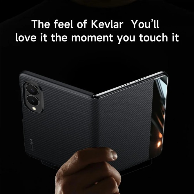 Housse Samsung Galaxy Z Fold 8 Effet Carbone avec Fenêtre d'Affichage