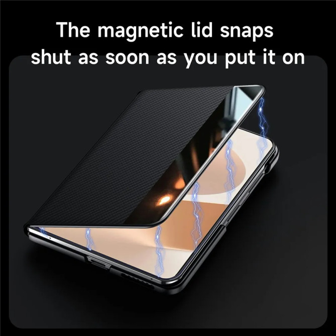 Housse Samsung Galaxy Z Fold 8 Effet Carbone avec Fenêtre d'Affichage