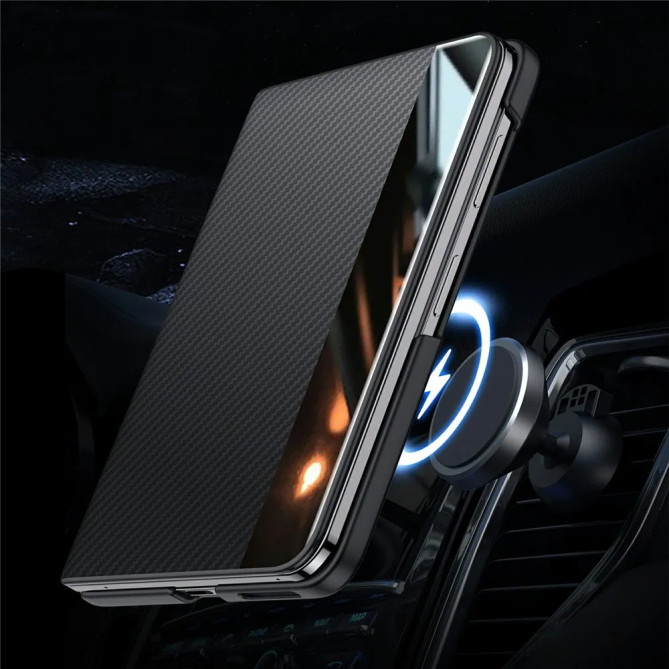 Housse Samsung Galaxy Z Fold 8 Effet Carbone avec Fenêtre d'Affichage