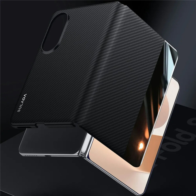 Housse Samsung Galaxy Z Fold 8 Effet Carbone avec Fenêtre d'Affichage