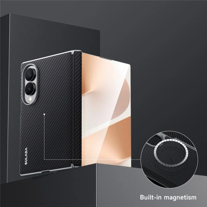 Coque Samsung Galaxy Z Fold 8 Magnétique Simili Cuir Effet Carbone