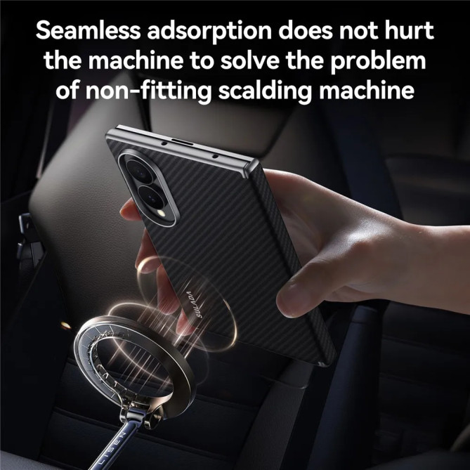 Coque Samsung Galaxy Z Fold 8 Magnétique Simili Cuir Effet Carbone