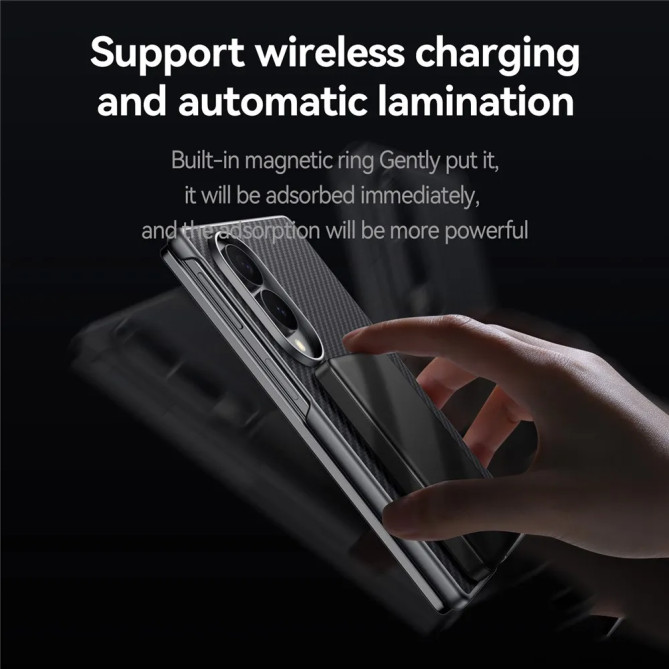 Coque Samsung Galaxy Z Fold 8 Magnétique Simili Cuir Effet Carbone