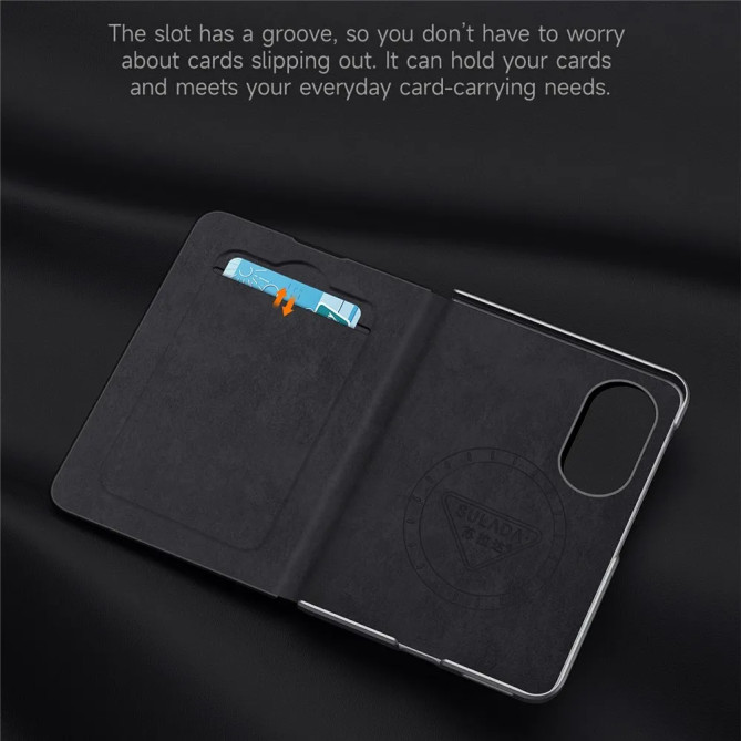Housse Z Fold 8 Cuir Véritable Anneau + Porte-Carte