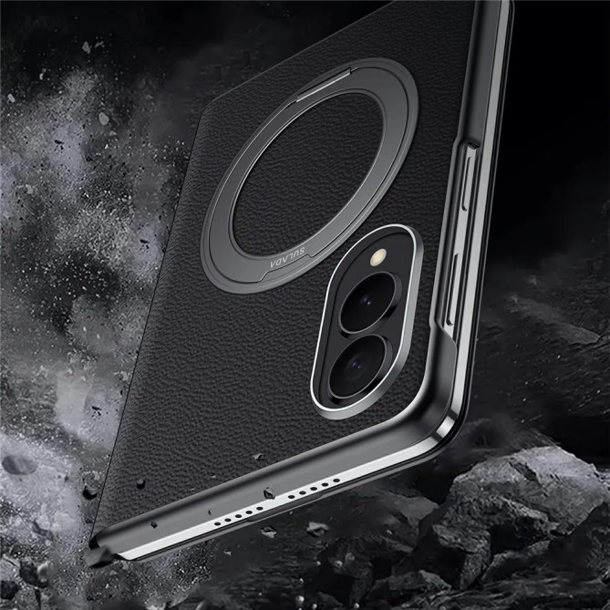 Housse Z Fold 8 Cuir Véritable Anneau + Porte-Carte