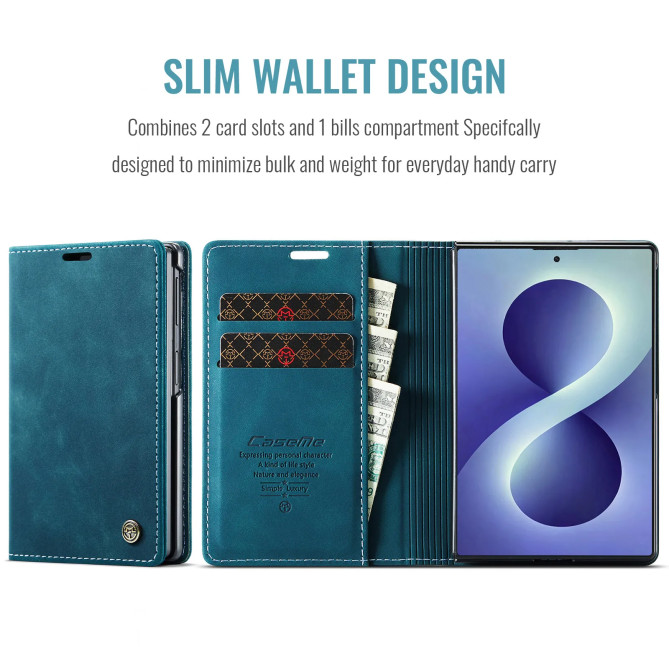 Housse Samsung Galaxy Z Fold 8 Effet Suédine Rétro avec Support