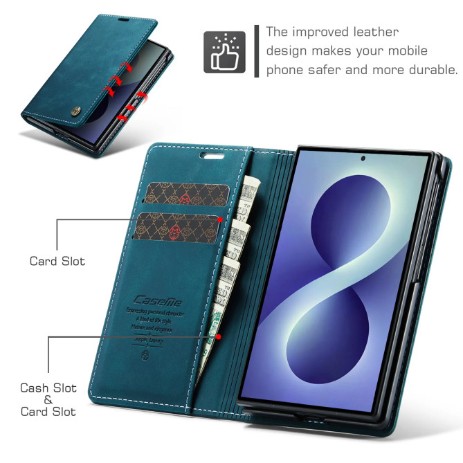 Housse Samsung Galaxy Z Fold 8 Effet Suédine Rétro avec Support