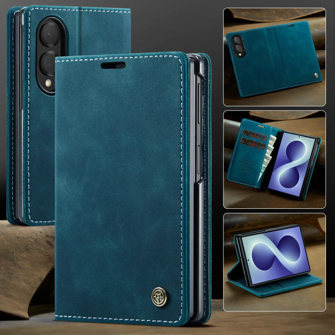 Housse Samsung Galaxy Z Fold 8 Effet Suédine Rétro avec Support