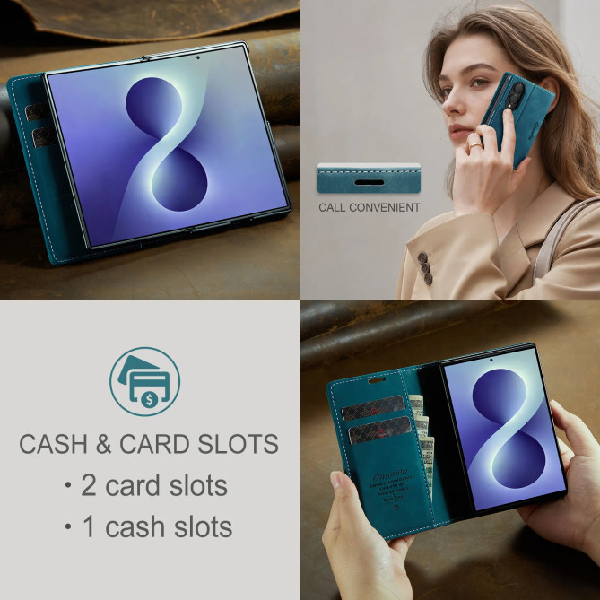 Housse Samsung Galaxy Z Fold 8 Effet Suédine Rétro avec Support