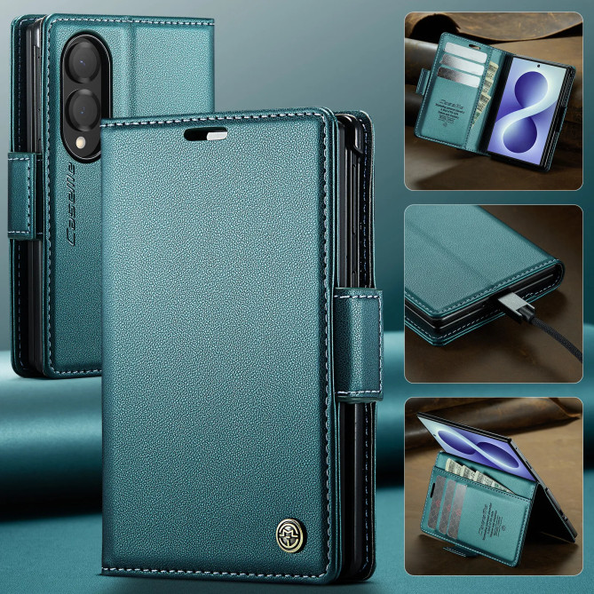 Housse Portefeuille Z Fold 8 Effet Cuir Grainé RFID