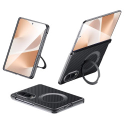 Coque Samsung Z Fold 8 Effet Carbone Anneau Béquille