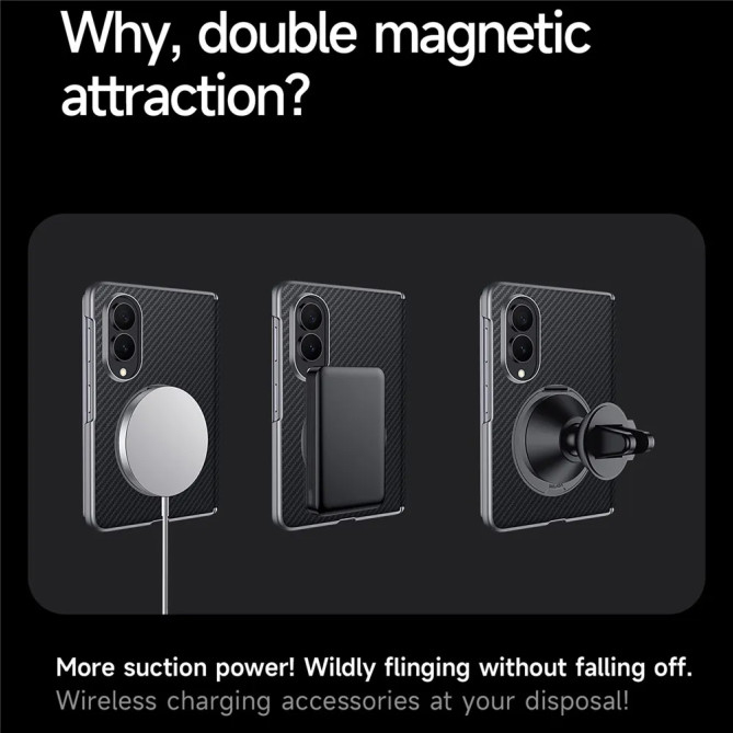 Coque Samsung Z Fold 8 Effet Carbone Anneau Béquille
