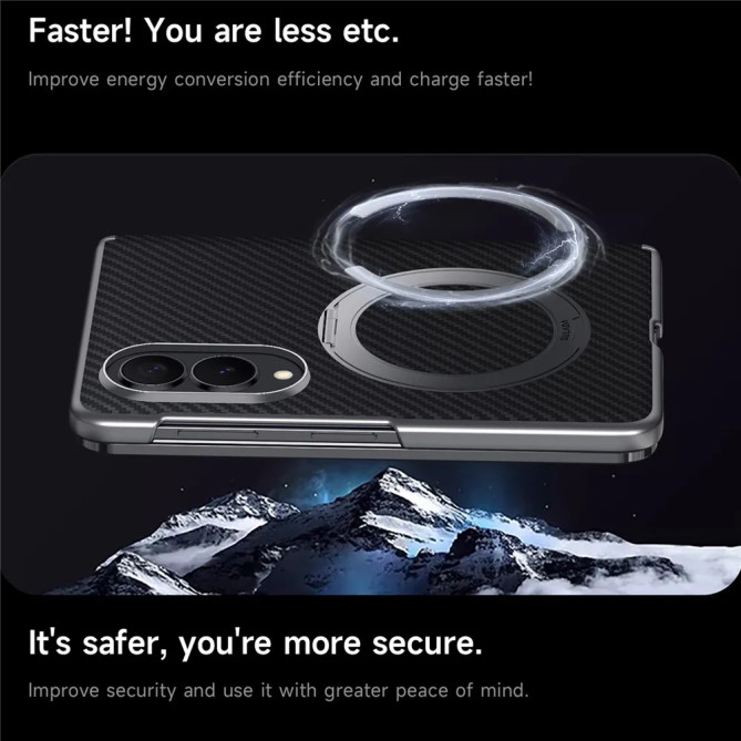 Coque Samsung Z Fold 8 Effet Carbone Anneau Béquille