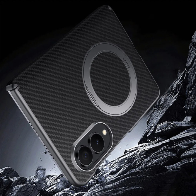 Coque Samsung Z Fold 8 Effet Carbone Anneau Béquille