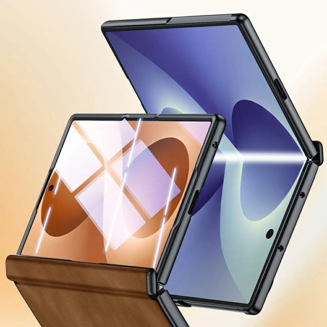 Coque Z Fold 8 Effet Cuir avec Verre Trempé