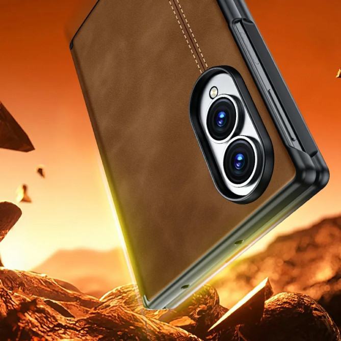 Coque Z Fold 8 Effet Cuir avec Verre Trempé