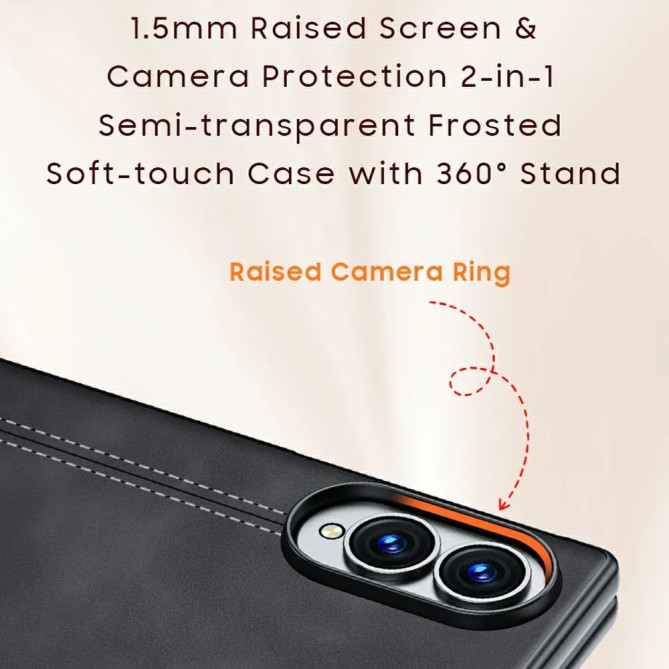 Coque Samsung Z Fold 8 Effet Cuir avec Verre Anti-Espion