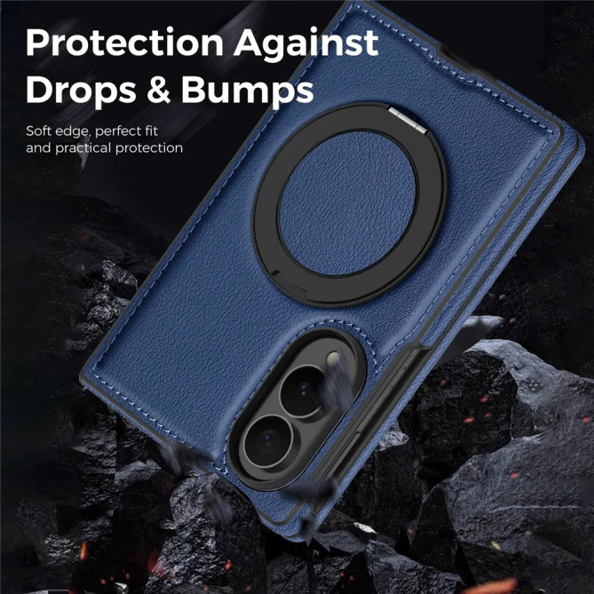 Coque Samsung Galaxy Z Fold 8 Effet Cuir Magnétique avec Anneau Support