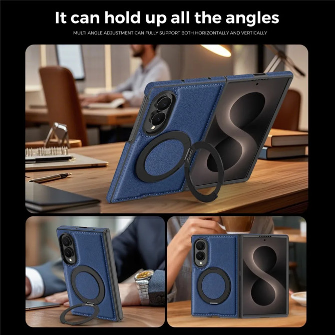 Coque Samsung Galaxy Z Fold 8 Effet Cuir Magnétique avec Anneau Support