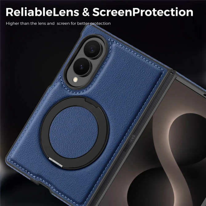 Coque Samsung Galaxy Z Fold 8 Effet Cuir Magnétique avec Anneau Support