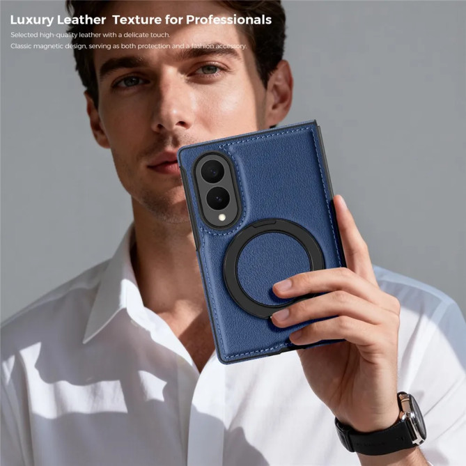 Coque Samsung Galaxy Z Fold 8 Effet Cuir Magnétique avec Anneau Support