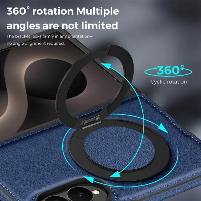 Coque Samsung Galaxy Z Fold 8 Effet Cuir Magnétique avec Anneau Support