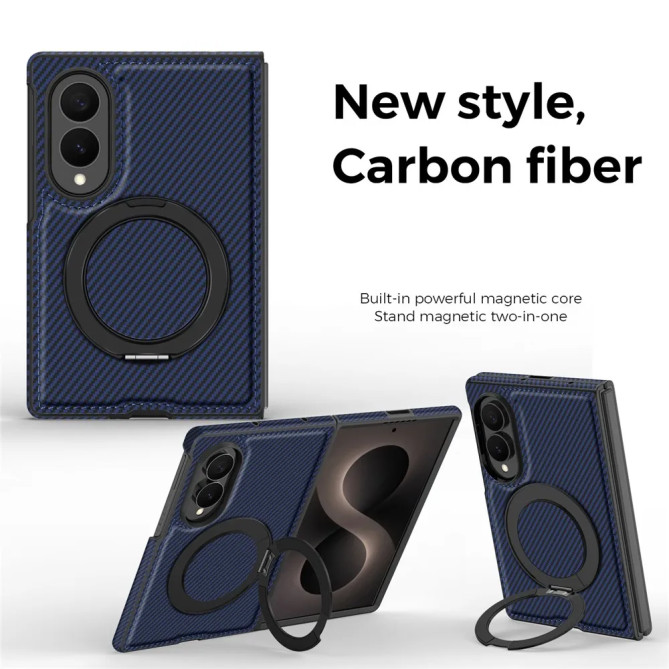 Coque Z Fold 8 Effet Carbone Anneau Multi-Angles