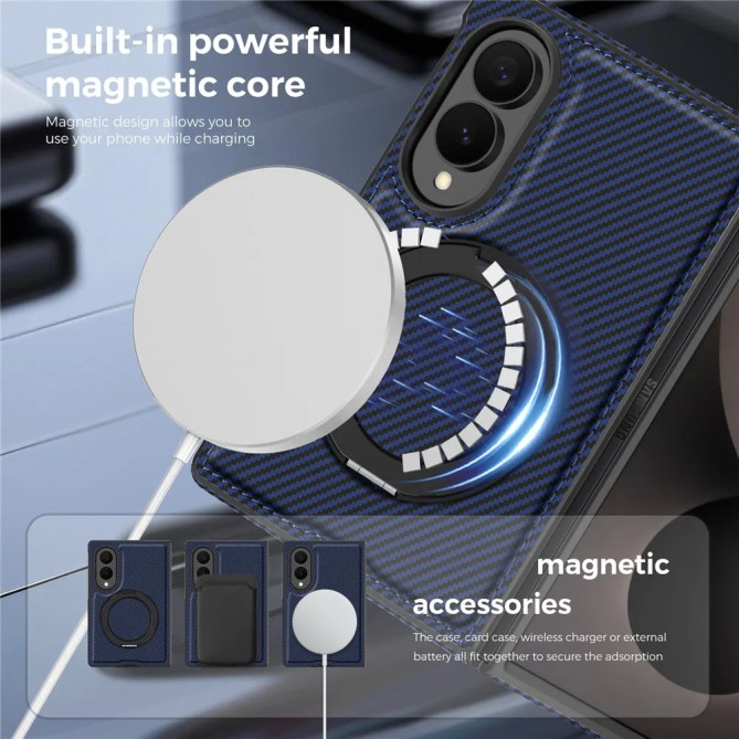 Coque Z Fold 8 Effet Carbone Anneau Multi-Angles