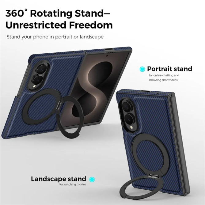 Coque Z Fold 8 Effet Carbone Anneau Multi-Angles