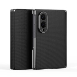 Housse Samsung Galaxy Z Fold 8 Texture Toile à Rabat avec Porte-Carte