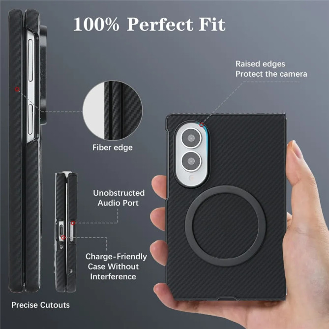 Coque Z Fold 8 Effet Carbone Antichoc Magnétique