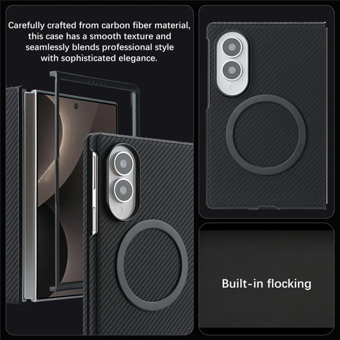 Coque Z Fold 8 Effet Carbone Antichoc Magnétique